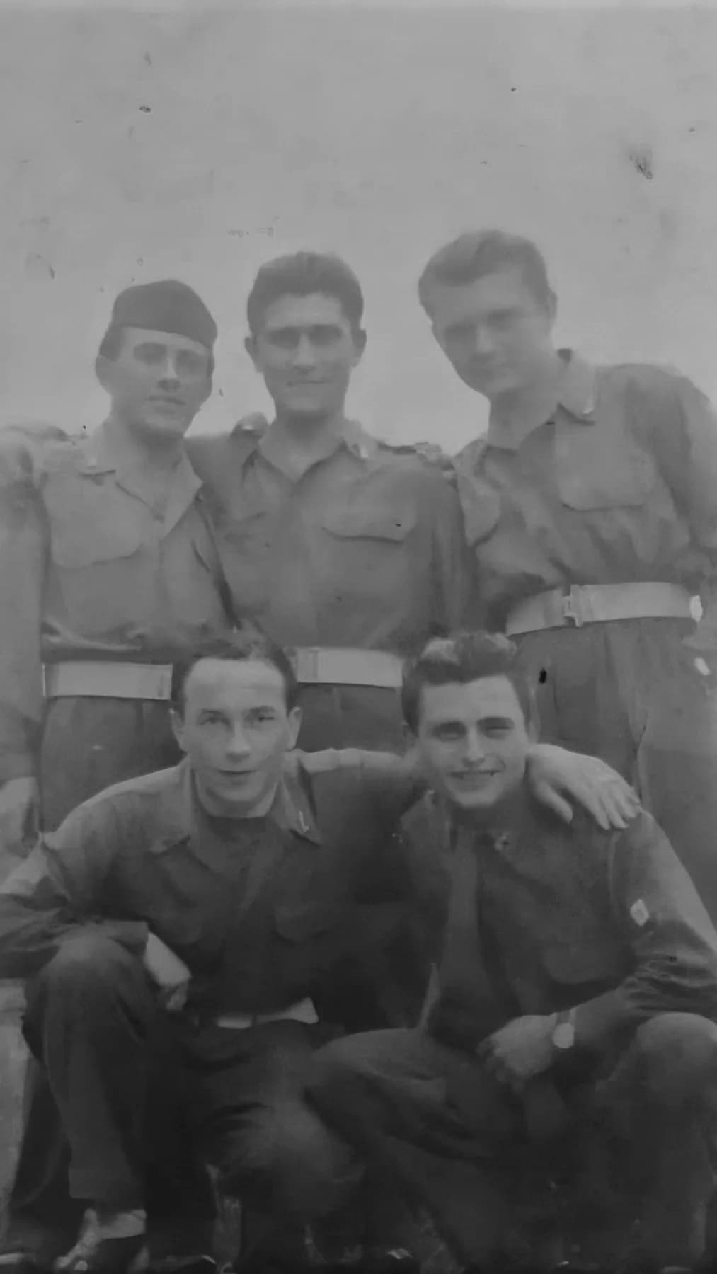 Ivo with fellow soldiers, black and white archive photo
